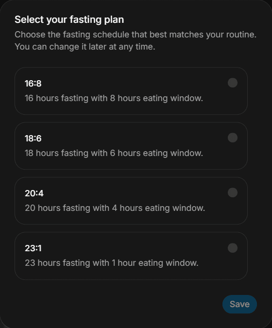 Choose a fasting plan