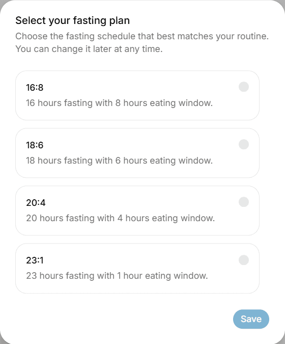 Choose a fasting plan